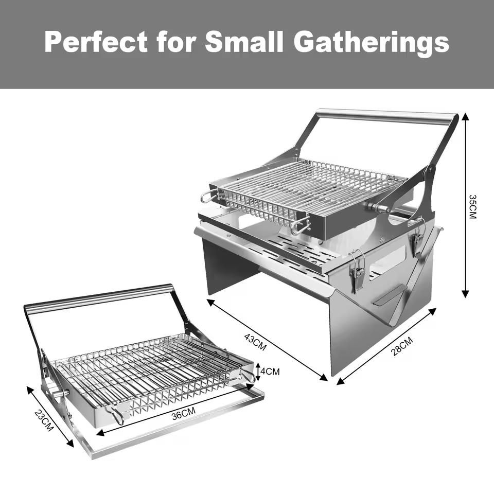 Stainless Steel Portable BBQ Grill — Commercial Smokeless Biomass Wood Stove Heavy Duty Wood Chulha for Hotel & Catering